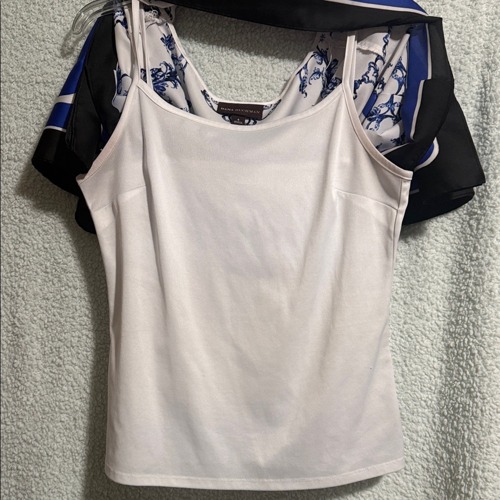 Dana Buchman Blue and Black Baroque Blouse - Picture 3 of 3
